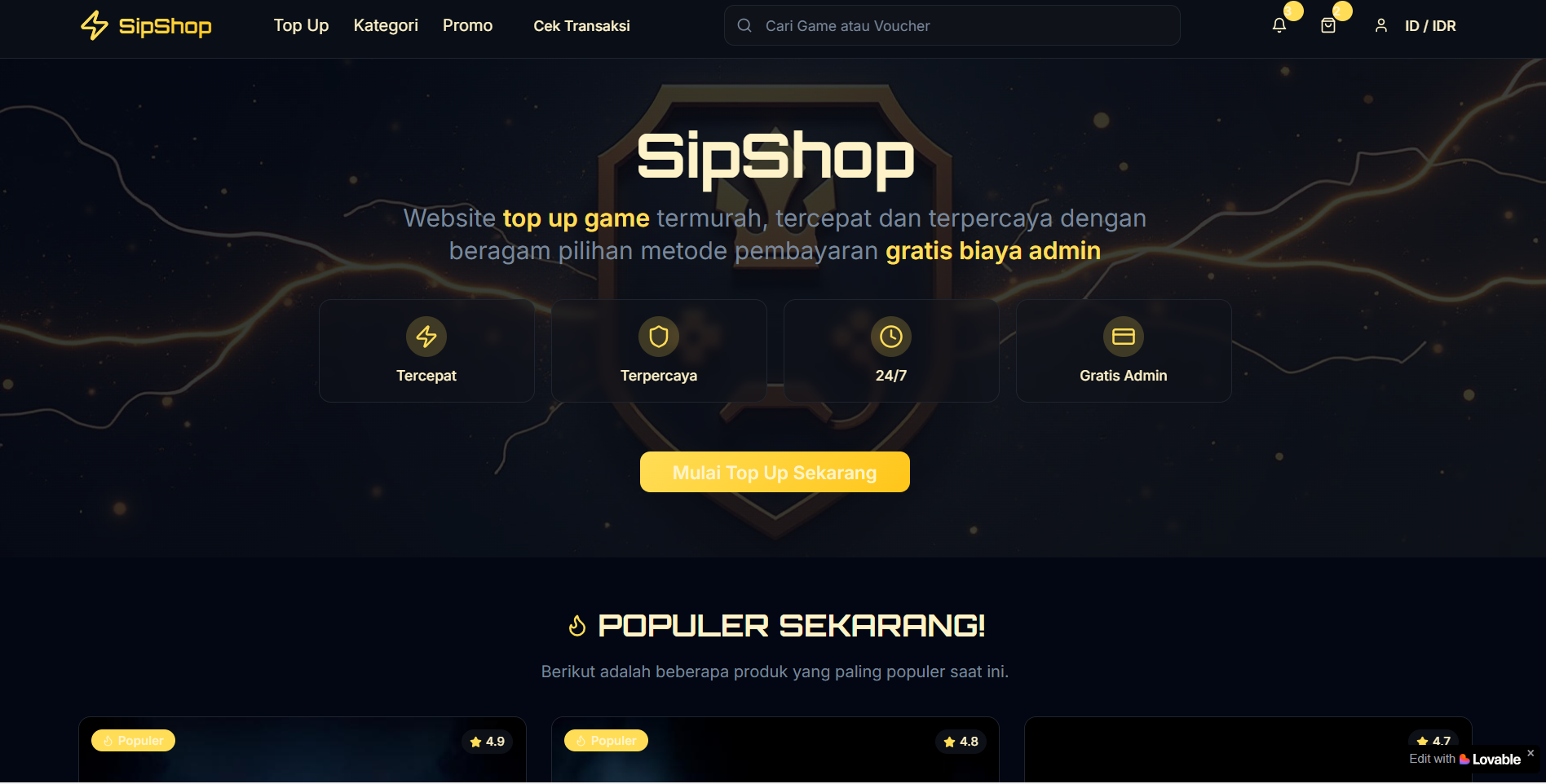Top‑Up Game — E‑commerce